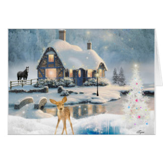 Weihnachts-Winter-Hütte Hirschkarte