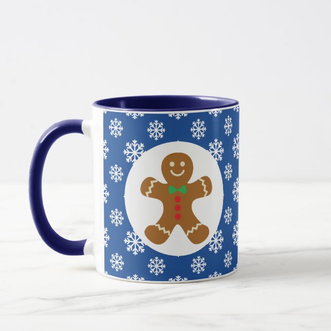 Weihnachts-/Winter-Lebkuchen-Mann-Schneeflocken Tasse (Links)