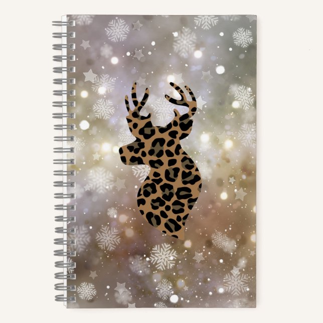 Weihnachts Winter Leopard Deer Spiral Notebook Notizbuch (Vorderseite)