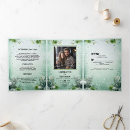 Weihnachts Winter Lime Green Minimal Personalisier Dreifach Gefaltete Einladung