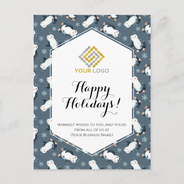 Weihnachts-Winter-Logo Pinguine Snowflakes Busines Postkarte (Vorderseite)
