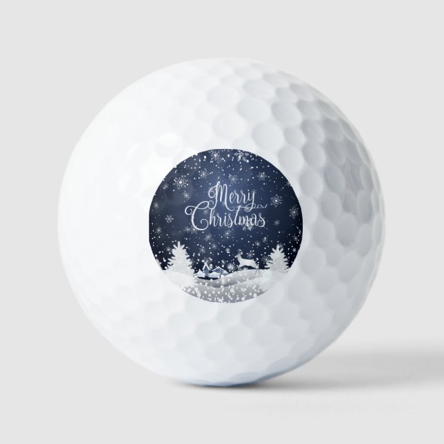 Weihnachts Winter Märchen Fantasy Snowy Rentier Golfball (Vorderseite)
