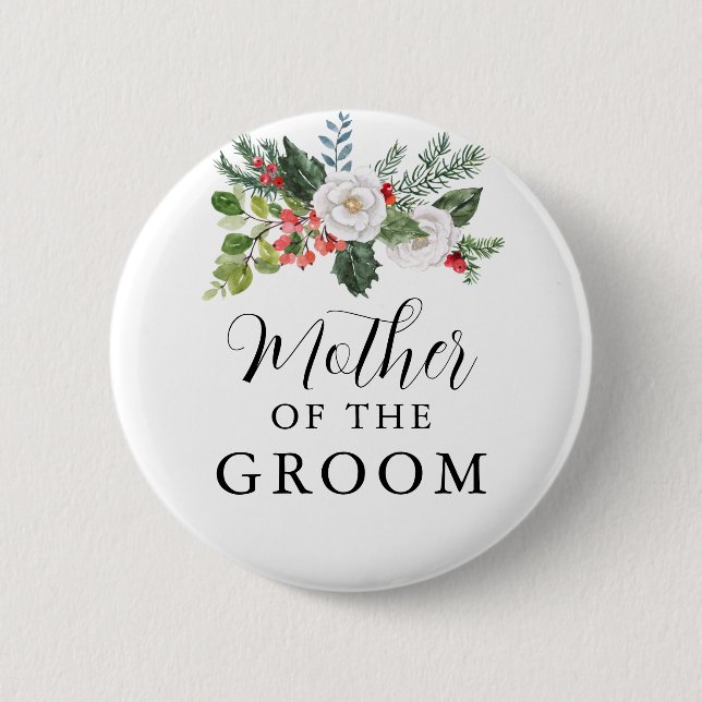 Weihnachts-Winter-Mutter des Groom-Brautparty Button (Vorderseite)