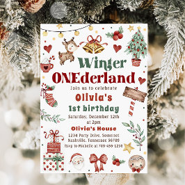 Weihnachts Winter Onederland 1. Geburtstag Einladung