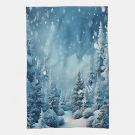 Weihnachts Winter Pine Tree Wald Schnee Geschirrtuch