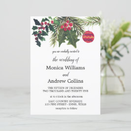 Weihnachts Winter Pine Tree Wasserfarbenhochzeit Einladung