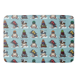 Weihnachts Winter Pinguin Snowball Kämpfen Cartoon Badematte