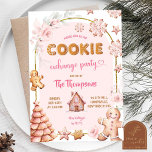Weihnachts Winter Pink Cookies Tauschen Party Einladung<br><div class="desc">Rosa Weihnachts-Winterkost tauschen Party Einladung aus | Wintergingerbrot Cookies Weihnachtsfeierliche Party Einladung | Pink Weihnachtsbaum mit Gingerbread Keks Weihnachtsweihnachtsfeier Party Einladung</div>