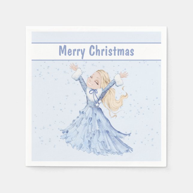 Weihnachts-Winter-Prinzessinnen Serviette (Vorderseite)