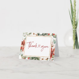 Weihnachts Winter Red Green Gold Hochzeit Dankeskarte