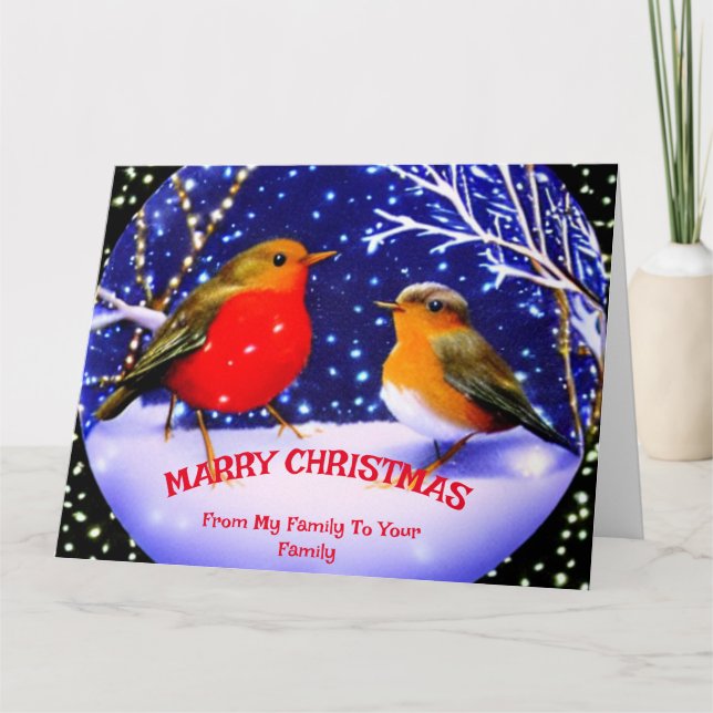 Weihnachts Winter Red Robin Karte (Vorderseite)