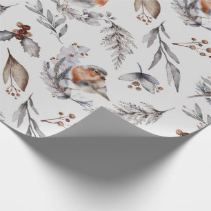 Weihnachts Winter Robin Watercolor Geschenkpapier