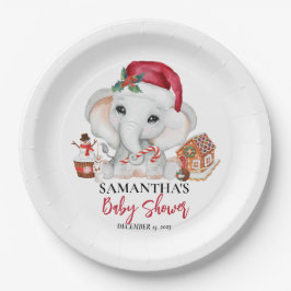 Weihnachts Winter Santa Baby Elephant Dusche Pappteller