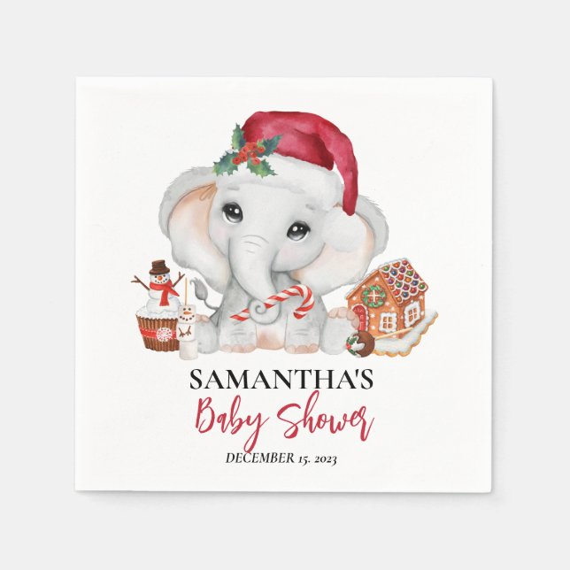 Weihnachts Winter Santa Baby Elephant Dusche Serviette (Vorderseite)