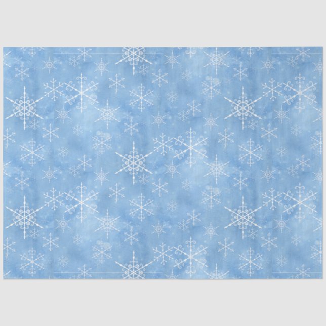 Weihnachts Winter Schneeflocken Hand Drawing Blue  Seidenpapier (Vorderseite)