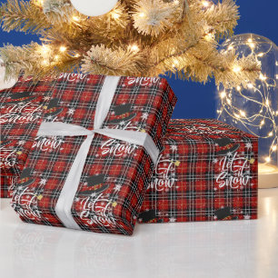 Weihnachts Winter Snowman LASSEN IT SNOW Red Karie Geschenkpapier