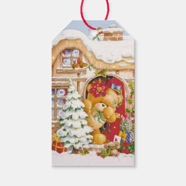 Weihnachts Winter Teddy Bär Geschenkanhänger (Vorderseite)