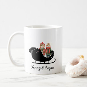 Weihnachts Winter Vintage Schlitten Cats Red Green Kaffeetasse