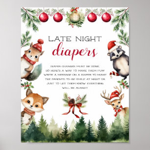 Weihnachts-Winter-Waldtiere Poster