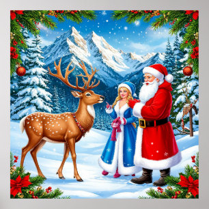 Weihnachts-Winter-Wanddekoration für die Familie H Poster