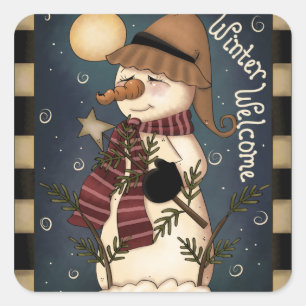 Weihnachts-Winter-Willkommensticker Quadratischer Aufkleber