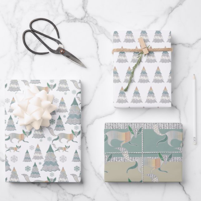 Weihnachts Winter Wonder Tree Geschenkpapier Set (Vorderseite)