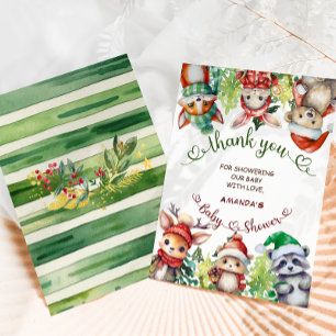 Weihnachts Winter Woodland Animals Kinderdusche Dankeskarte