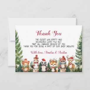 Weihnachts Winter Woodland Tiere Dankeskarte
