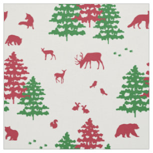 Weihnachts Winter Woodland Tiere Hirschfoxbär Stoff