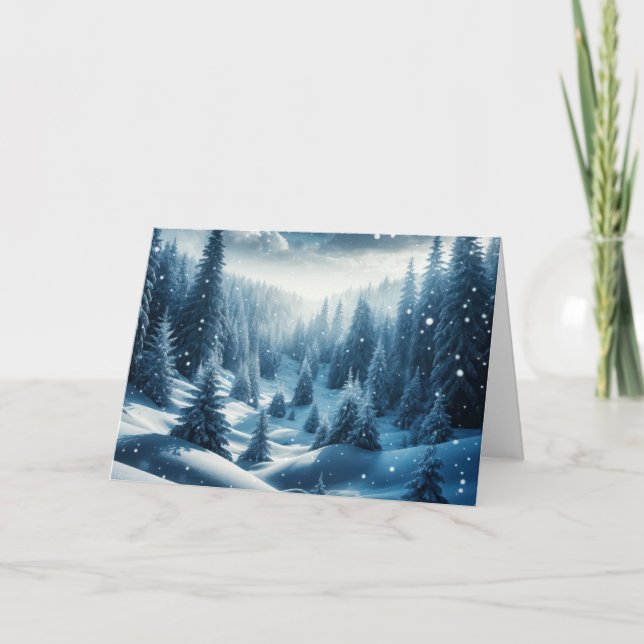 Weihnachts-Wintergebirgslandschaft Feiertagskarte (Vorderseite)