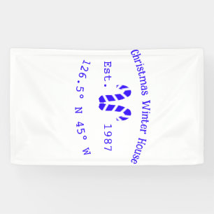 Weihnachts-Winterhaus blaue Zuckerstangen geschätz Banner