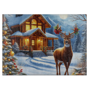 Weihnachts-/Winterhirsch Lodge Schneidebrett