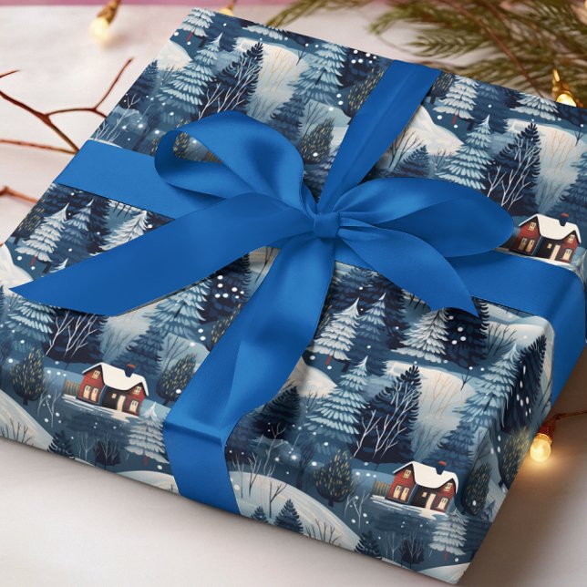 Weihnachts-Winterhütte im Wald Geschenkpapier (Von Creator hochgeladen)