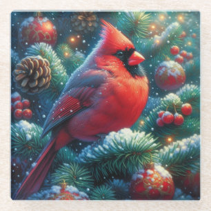 Weihnachts-/Winterkardinal  Glasuntersetzer