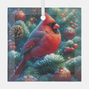 Weihnachts-/Winterkardinal Ornament Aus Glas