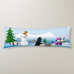 Weihnachts-Winterlandschaft Cartoon 2-seitiger Kör Seitenschläferkissen