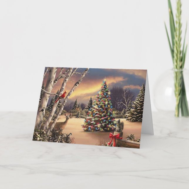 Weihnachts-Winterlandschaft Feiertagskarte (Vorderseite)