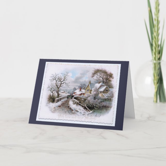 Weihnachts-Winterlandschaft Feiertagskarte (Vorderseite)