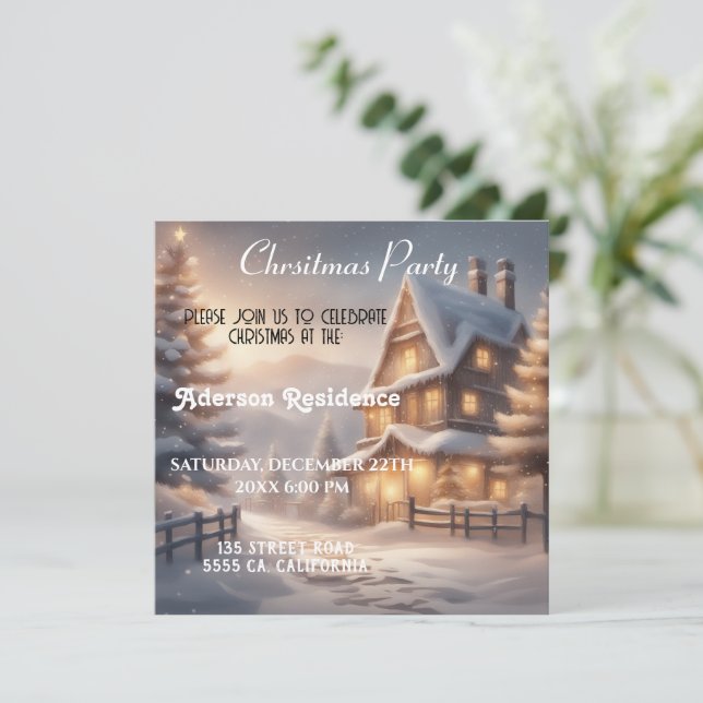 Weihnachts-Winterlandschaft Weihnachts-Party Einladung (Stehend Vorderseite)