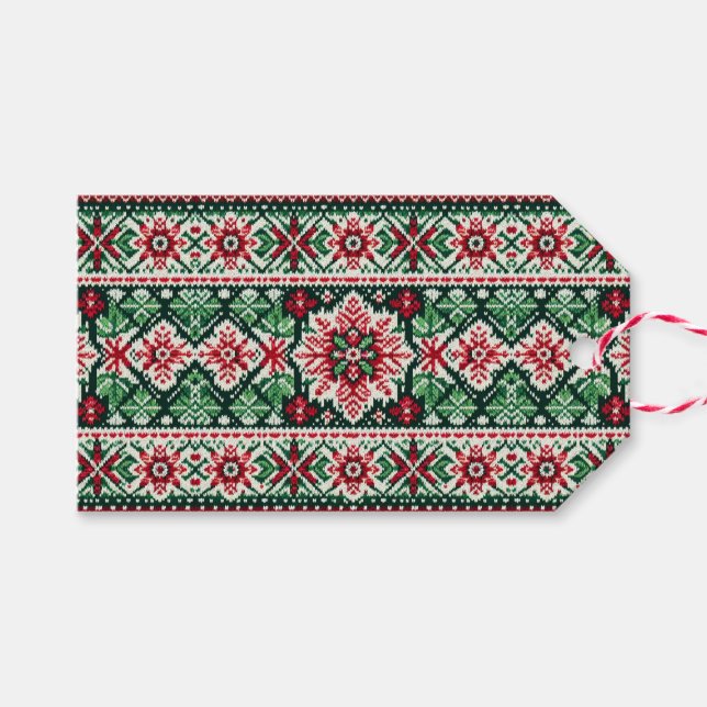 Weihnachts-/Wintermesse Rot & Grün Geschenkanhänger (Vorderseite (Horizontal))