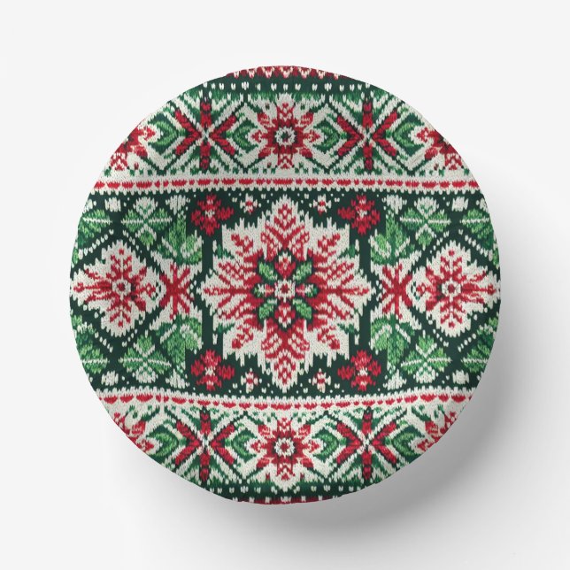 Weihnachts-/Wintermesse Rot & Grün Pappteller (Vorderseite)