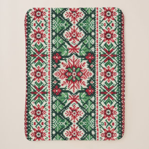 Weihnachts-/Wintermesse Rot & Grün Sherpadecke