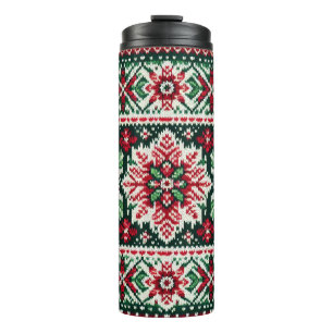 Weihnachts-/Wintermesse Rot & Grün Thermosbecher