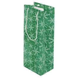 Weihnachts-Winterschneeflocken fallen grün Geschenktüte Für Weinflaschen