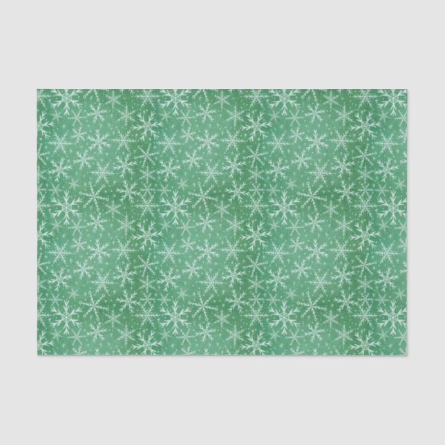 Weihnachts-Winterschneeflocken fallen grün Seidenpapier (Vorderseite)