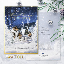 Weihnachts-Winterzauber, raue Colliese & Lämmer - Folien Feiertagskarte