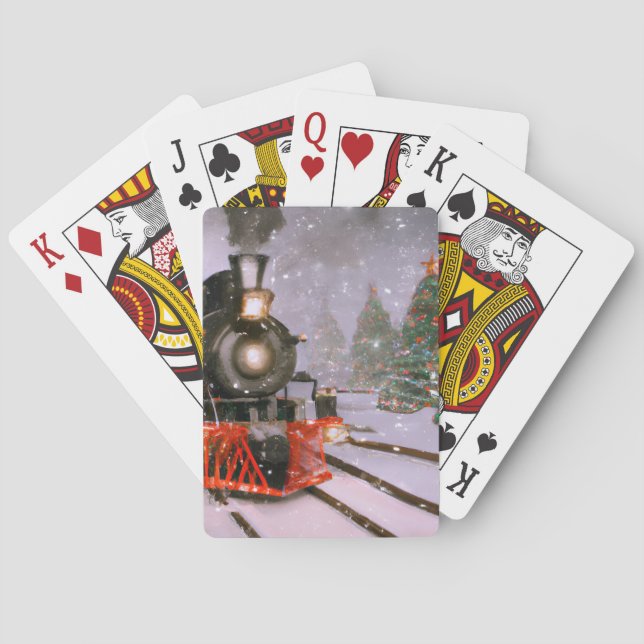 Weihnachts-/Winterzug im Schnee Spielkarten (Rückseite)