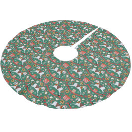 Weihnachts-Wipppferde Grüner Baumrock Polyester Weihnachtsbaumdecke