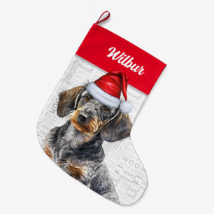 Weihnachts-Wire-Haar-Dackel Santa Dog Großer Weihnachtsstrumpf