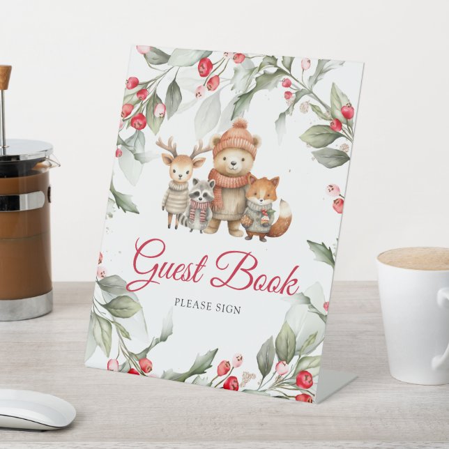 Weihnachts Woodland Animals Showbuchzeichen Sockelschild (In SItu)